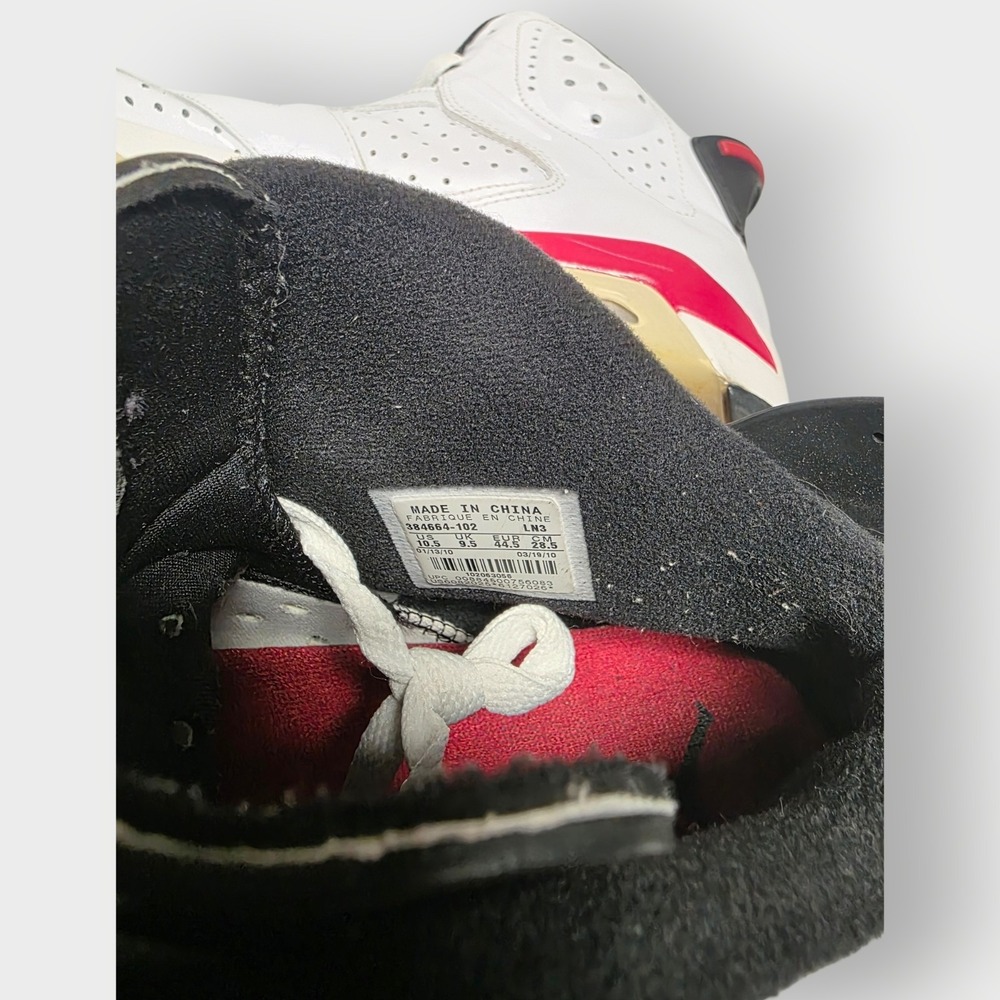 2010 NIKE AIR JORDAN VI 6 RETRO CHICAGO WHITE RED INFRARED BLACK 384664-102 10.5 - Picture 7 of 9
